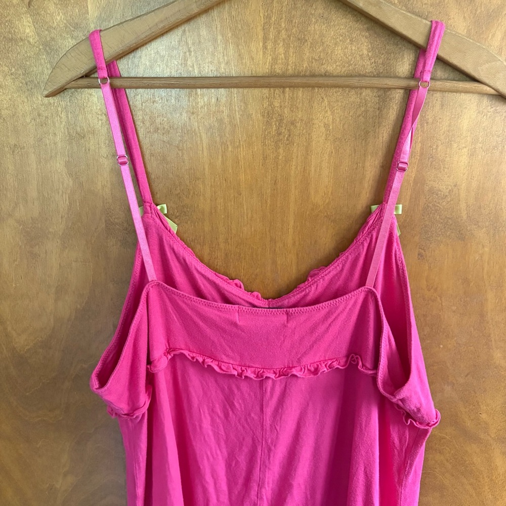 Betsey Johnson Betseyville Barbie Pink Babydoll Slip Dress Green Bow XL Y2K Goth - Picture 4 of 14